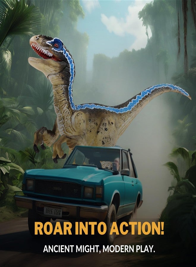 CRYA مجسم ديناصور فيلوسيرابتور لعبة، ألعاب ديناصورات فيلوسيرابتور كبيرة وواقعية للأطفال، لعبة ديناصور فيلوسيرابتور زرقاء للعب والعرض، ألعاب ديناصورات من العصر الجوراسي للأولاد والبنات (فيلوسيرابتور) - Image 4